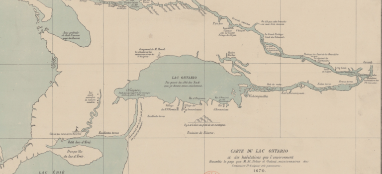A French language map of Lac Ontario, from 1670.